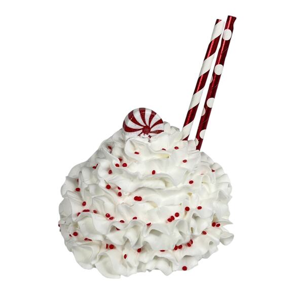 NEW 5" Whip Cream MUG CUP TOPPER Decor Christmas Holiday Straws Sprinkles Candy - Picture 2 of 7